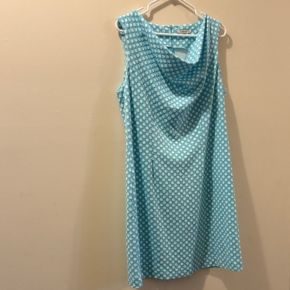 Tyler Boe blue with white polka dot Sleeveless Cowl Neck dress - L / XL